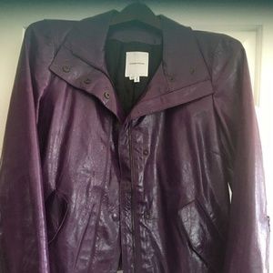 Womans leather jacket by costume national PLUM